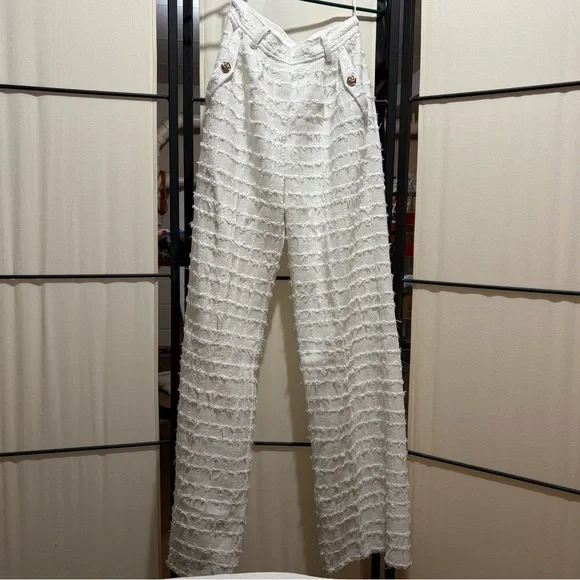 Amanda Uprichard Jane Pants in Kerrigan White Tweed Wide Leg Pants - Picture 12 of 12